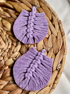 Macrame Feather Earrings