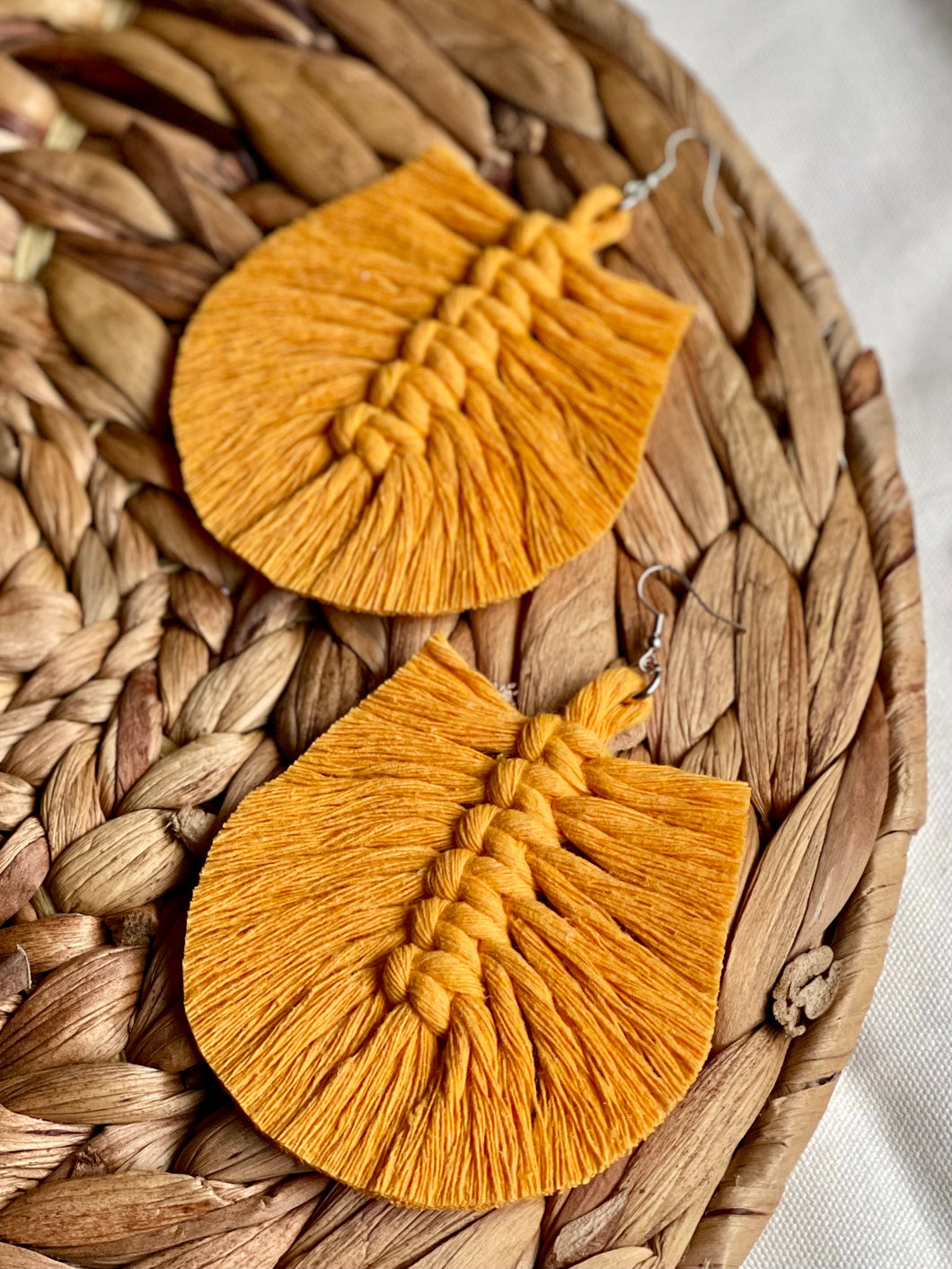 Macrame Feather Earrings